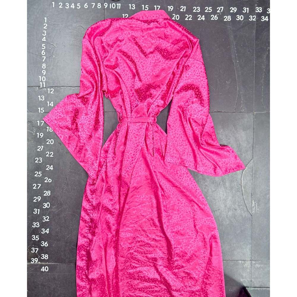 INC International Concepts Intimates Pink Animal Print Satin Long Robe Size S - Picture 3 of 7